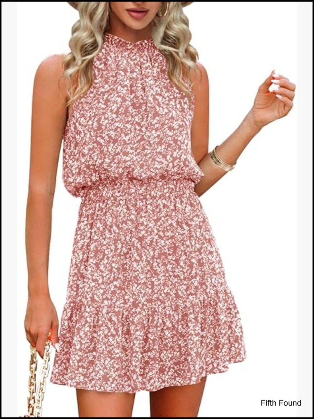 Halter Neck Ruffle Swing Dress Sleeveless Backless Flowy Mini Dress Womens